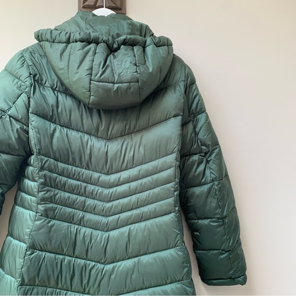 Hobbs green padded coat jacket size uk 10 removable hood - Picture 15 of 15